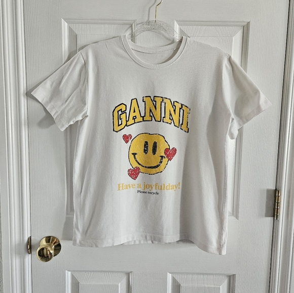 NWOT Ganni Smiley Tee - Picture 1 of 8